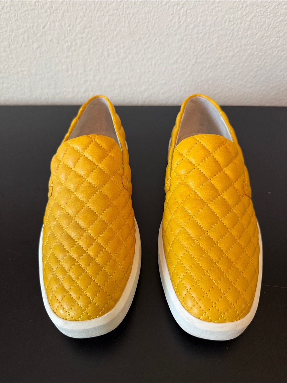 Franco Sarto Quilted Yellow Slip-On Sneakers